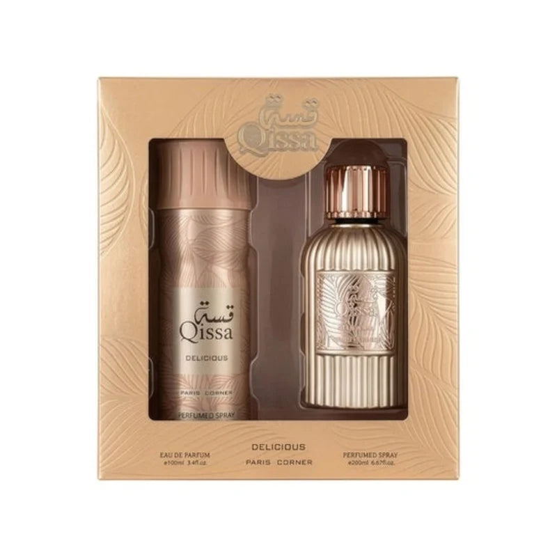 Set Paris Corner Qissa Delicious EDP 100 ml + Spray 200 ml