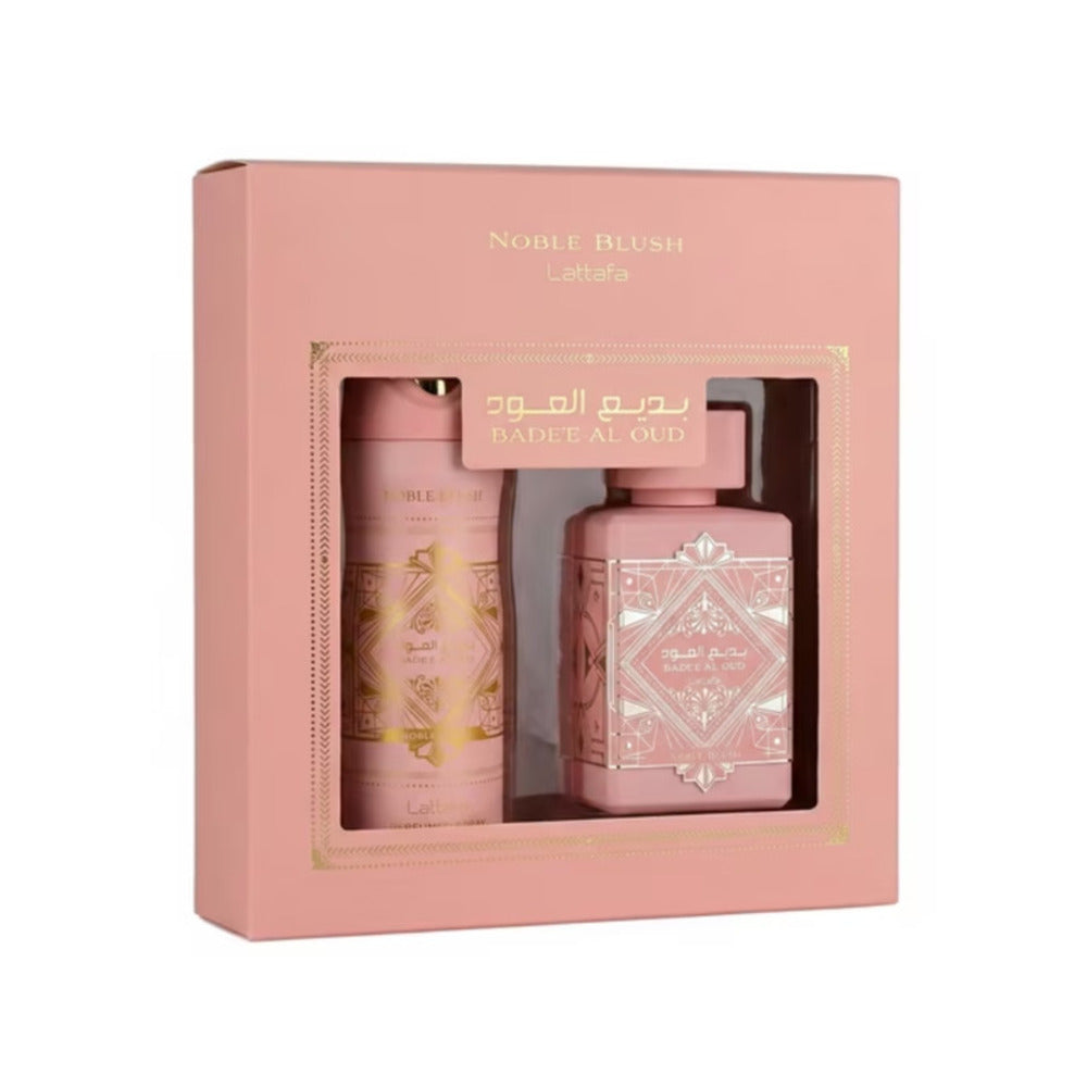Set Badee Al Oud Noble Blush EDP 100 ml + Spray 200 ml Lattafa